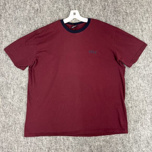 Polo Ralph Lauren Mens T-Shirt‎ XXL Maroon Short Sleeve Cotton Ringer - Picture 1 of 8